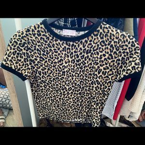 Leopard Cropped Blouse